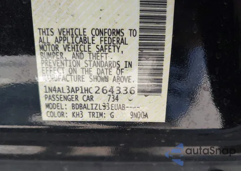 2017 Nissan Altima 2.5 Sv from USA, damaged, VIN 1N4AL3AP1HC264336